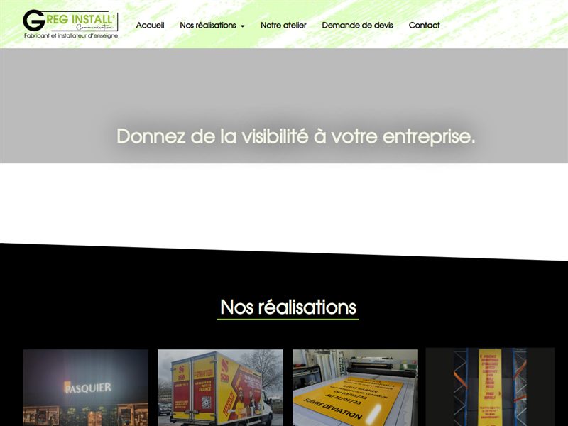 Site web créé par Loyb pour Greg Install, enseignes et signalétique à Rouen