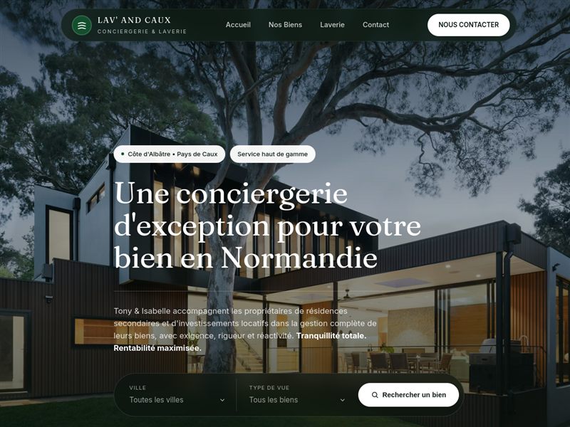 Site web créé par Loyb pour la conciergerie haut de gamme Lav and Caux en Normandie