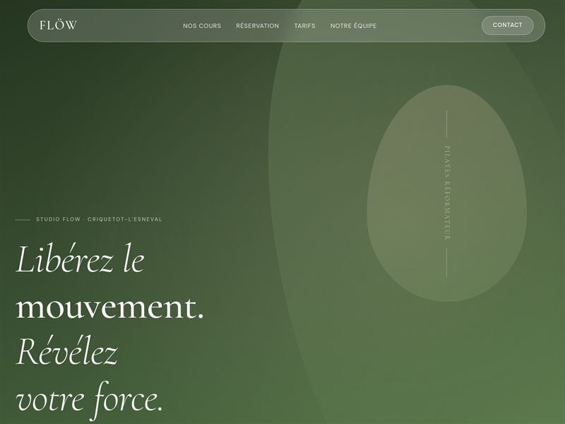 Site web vitrine créé par Loyb pour le studio de bien-être Flow