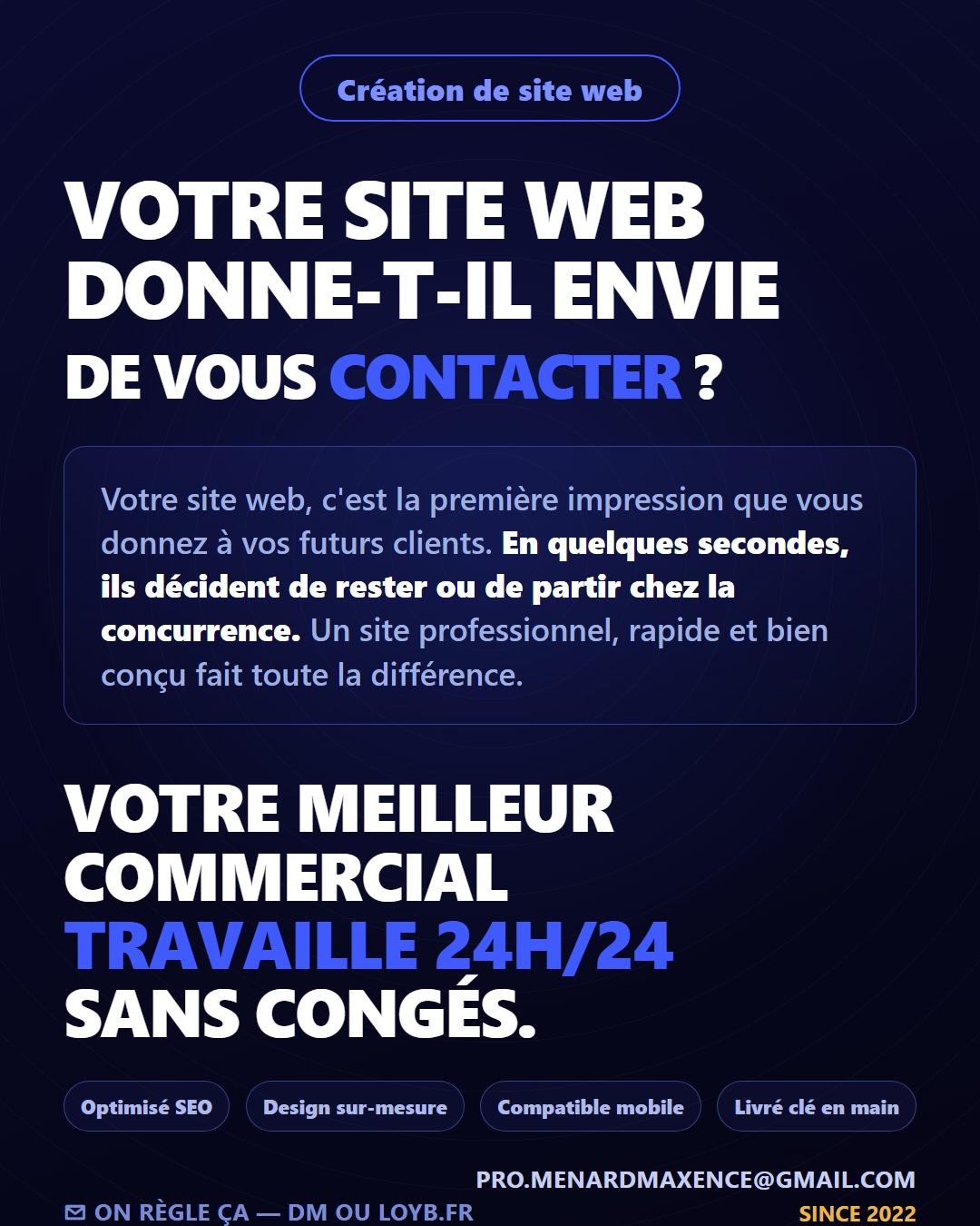 Votre site web, votre meilleur commercial qui travaille 24h/24 sans congés